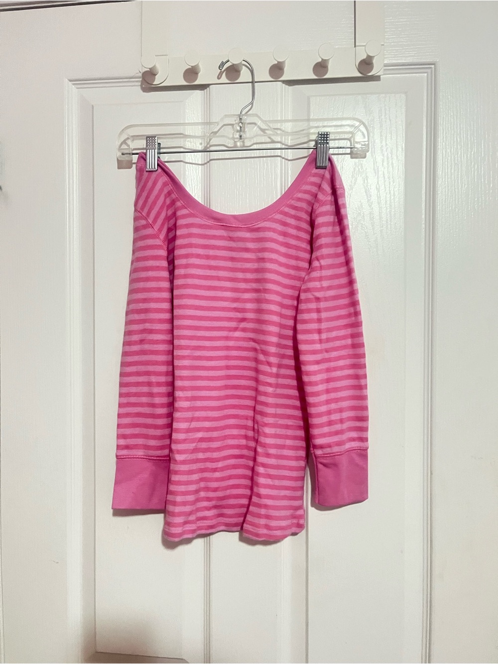 2000s Pink Striped Quarter Sleeve Top - Picture 3 of 3